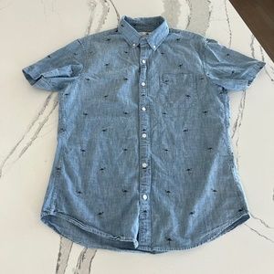 Bonobos Mens Slim Fit Chambray Flamingo Woven shirt, SZ M